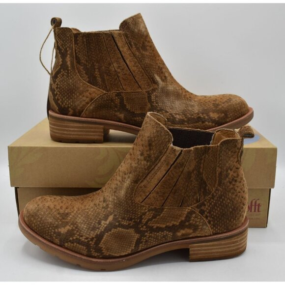 Sofft Womens 7 Bellis III Cognac Snake Leather Waterproof Chelsea Boots Booties - Picture 12 of 16